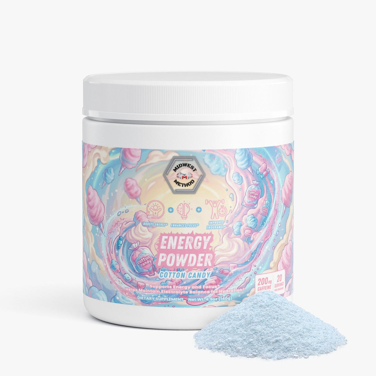 Midwest Method Energy Powder - Cotton Candy, 20 Servings