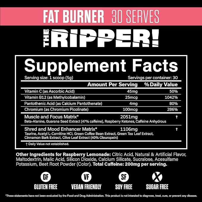 JNX Sports The Ripper! Fat Burner, 30 Servings Pre-Workout JNX Sports