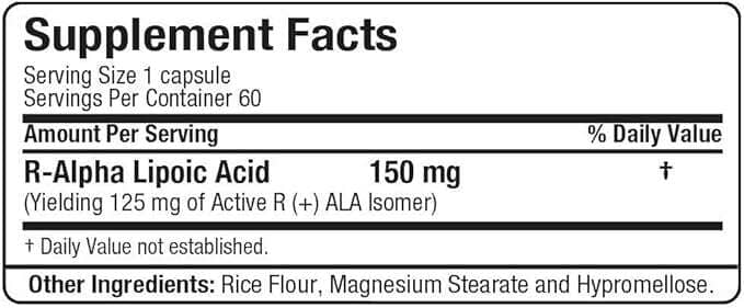 Allmax R-ALA (Alpha Lipoic Acid) 125mg, 60 Capsules Vitamins | Herbs Allmax Nutrition
