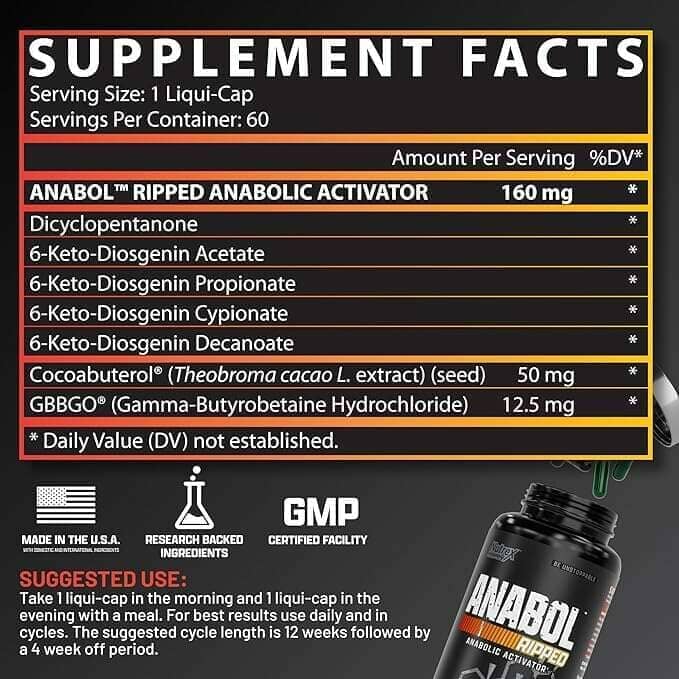 Nutrex Anabol Ripped, 60 Caps Testosterone Boosters Nutrex Research