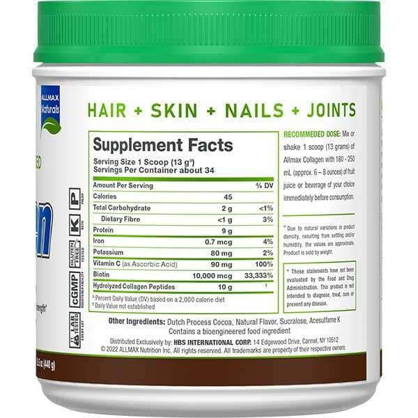 Allmax Collagen + Biotin, 440g Vitamins | Herbs Allmax Nutrition