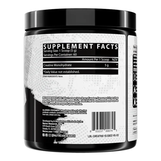 Nutrex Creatine Monohydrate, 60 Servings Creatine | Kre-Alkalyn Nutrex Research