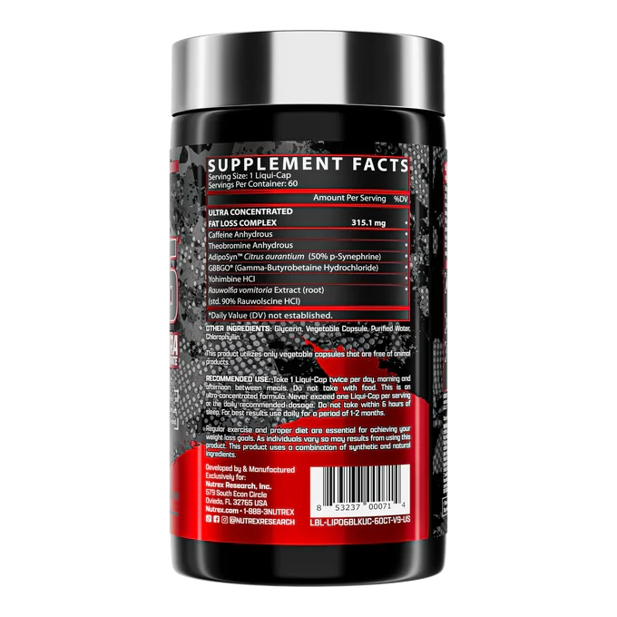 Nutrex LIPO-6 Black Ultra Concentrate, 60 Caps Weight Loss Nutrex Research