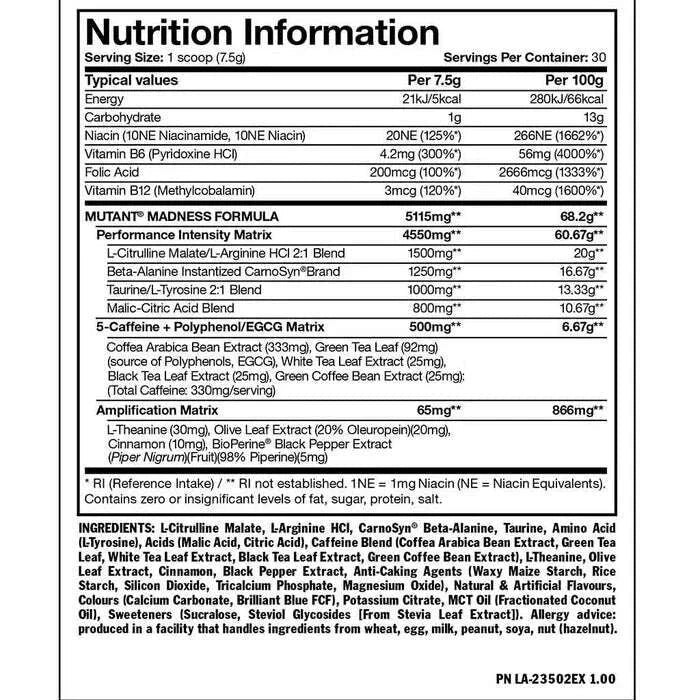 Mutant Madness, 30 Servings Pre-Workout Mutant