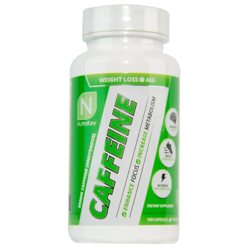 NutraKey Caffeine 200mg, 100 Capsules Pre-Workout NutraKey Health