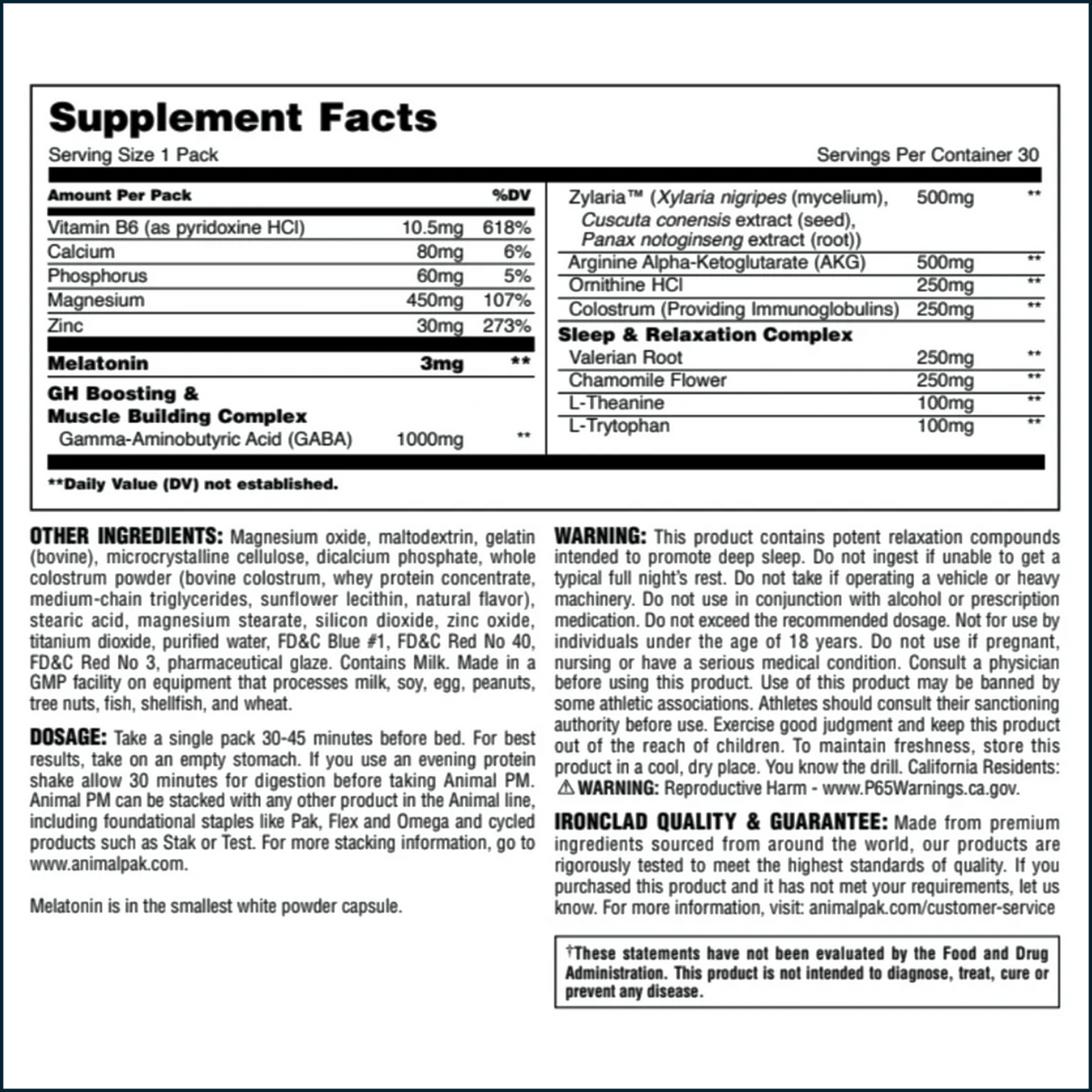 Animal PM Anabolic Recovery, 30 Packs