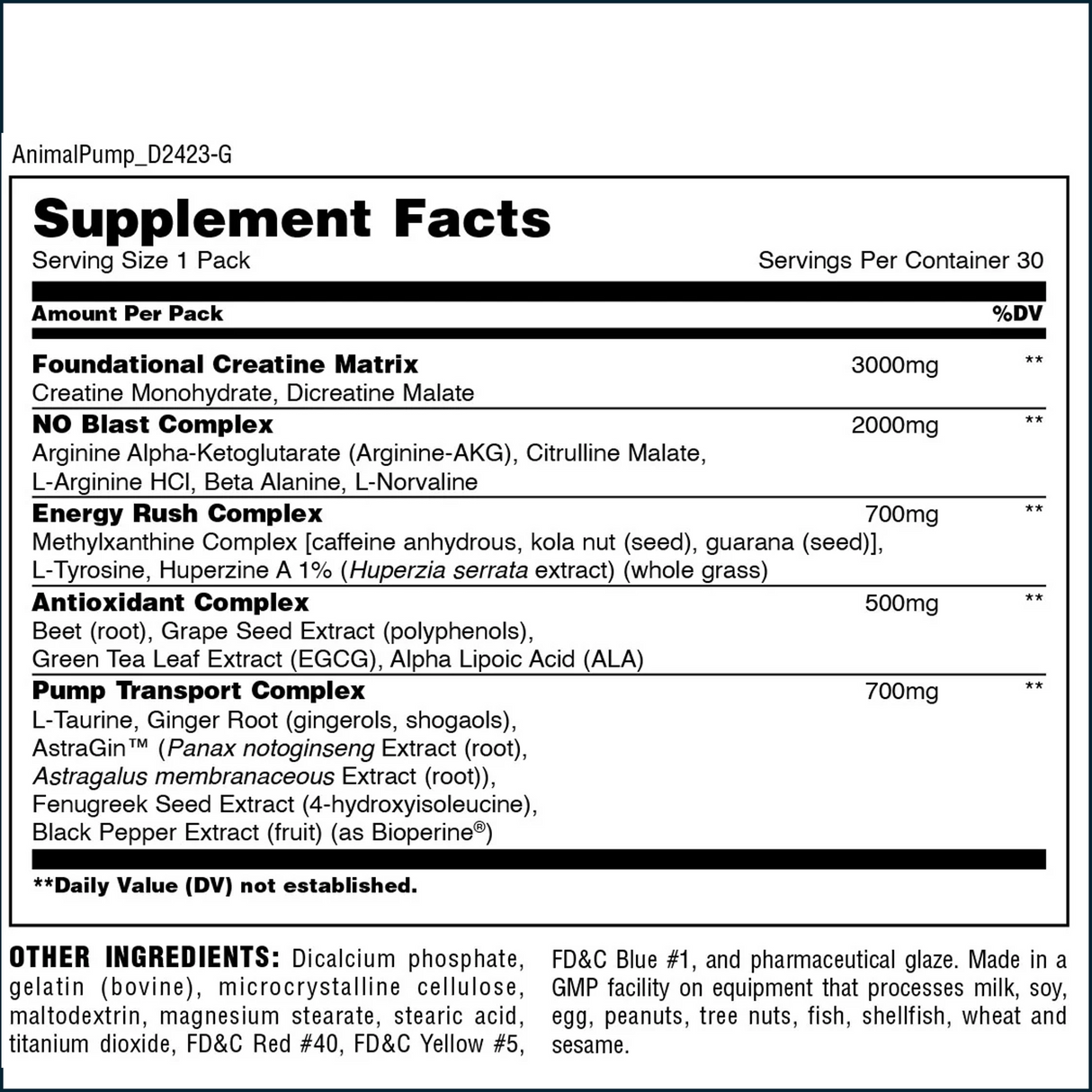 Animal Pre Workout Pump, 30 Packs