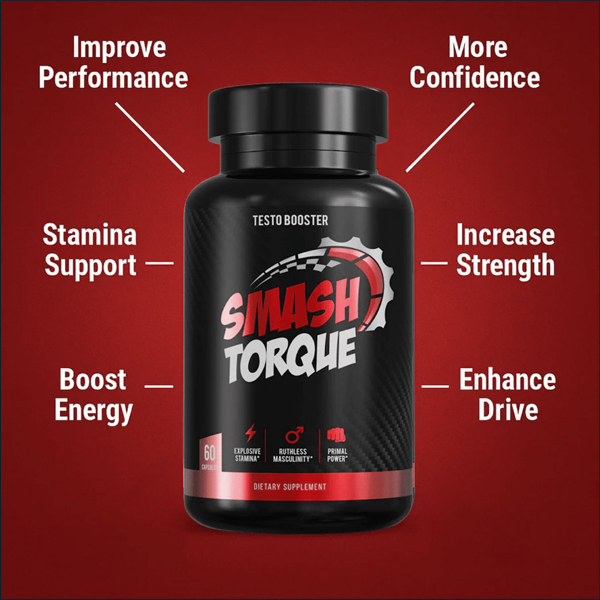 Smash Torque Testo Booster, 3 x 60 Capsules Testosterone Boosters Smash