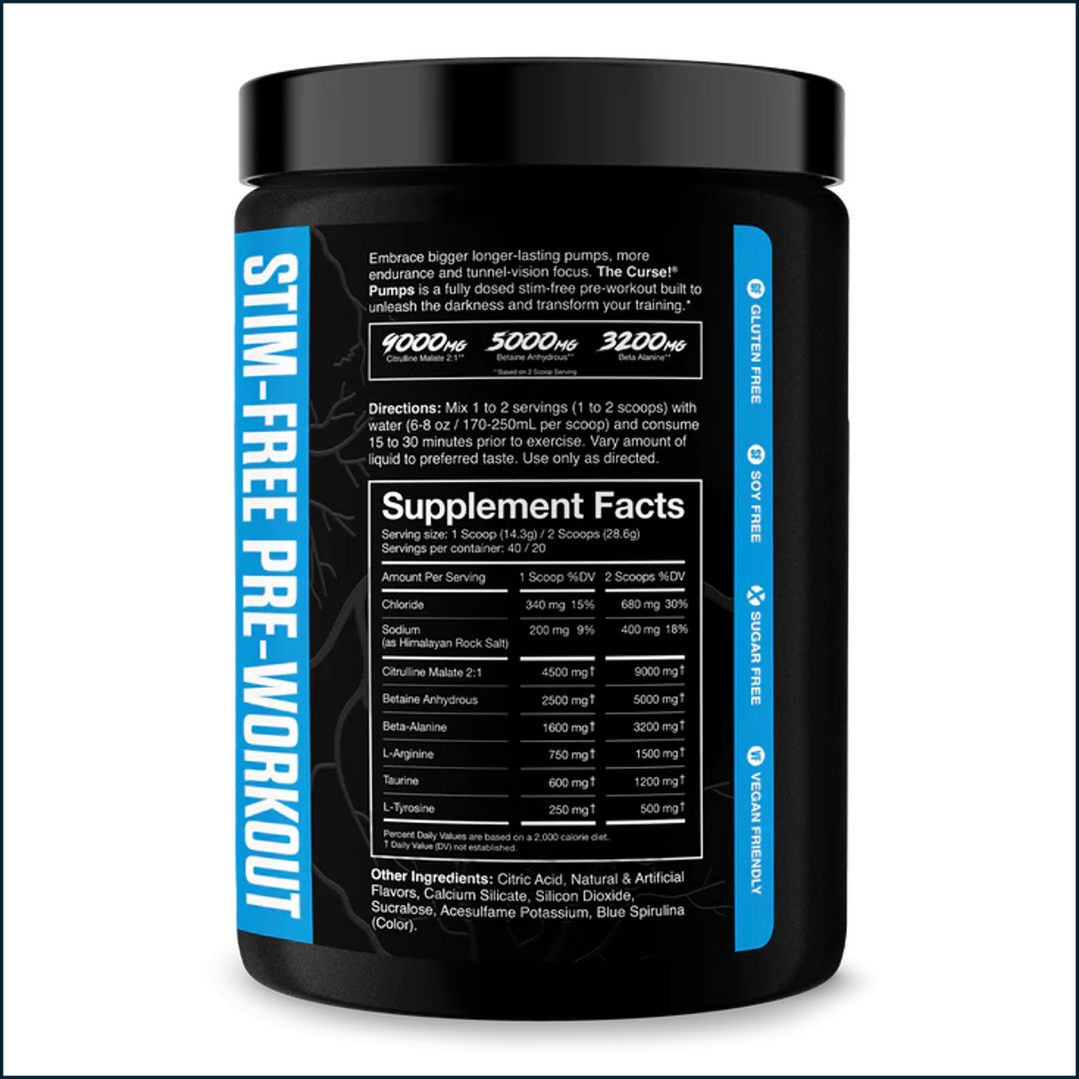 JNX Sports The Curse! Stim-Free Pump, 40 Servings + FREE Lifting Straps