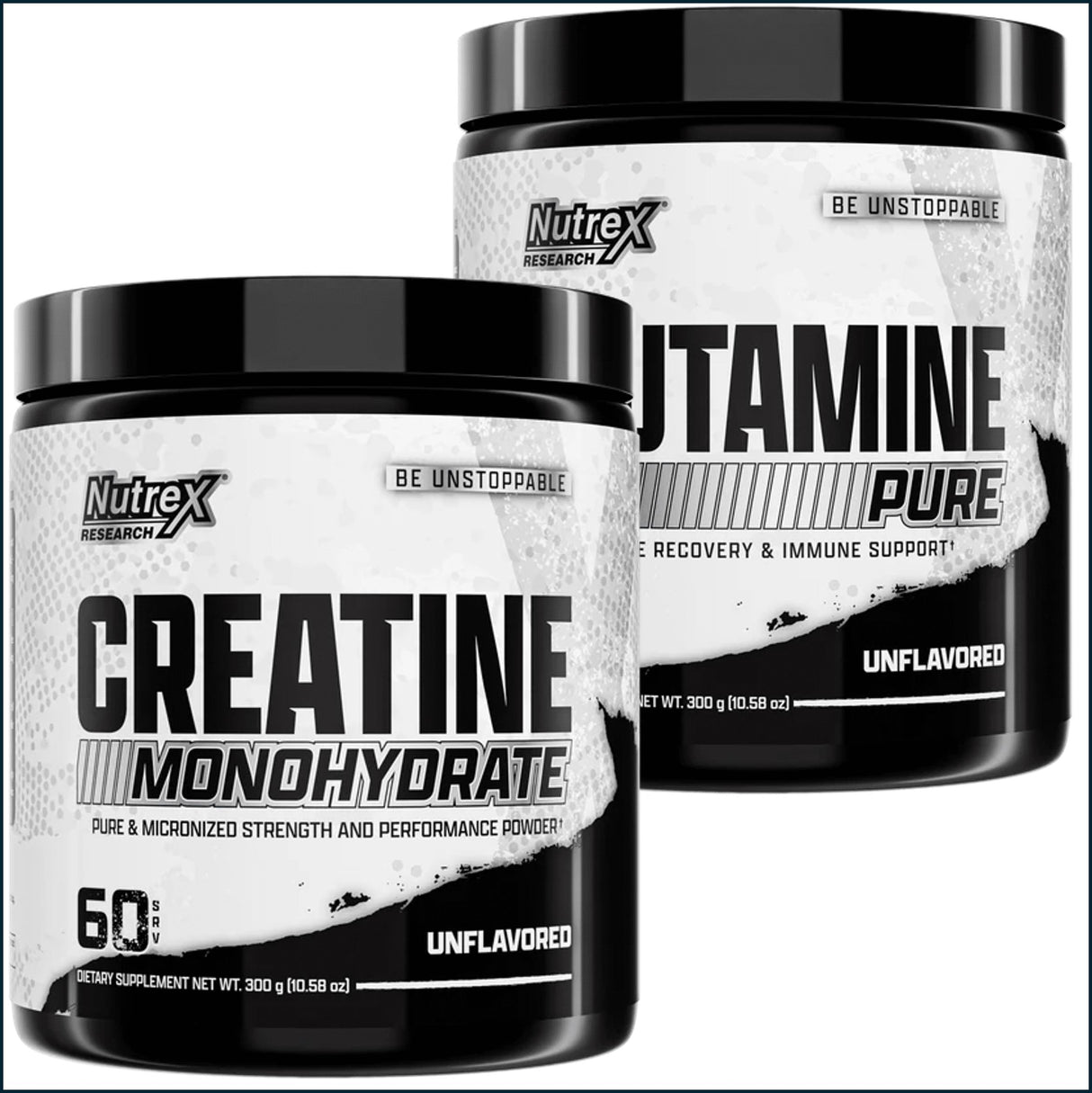 Nutrex Creatine Monohydrate + Glutamine Pure, 60 Servings Each Combo Deals - BOGO Nutrex Research