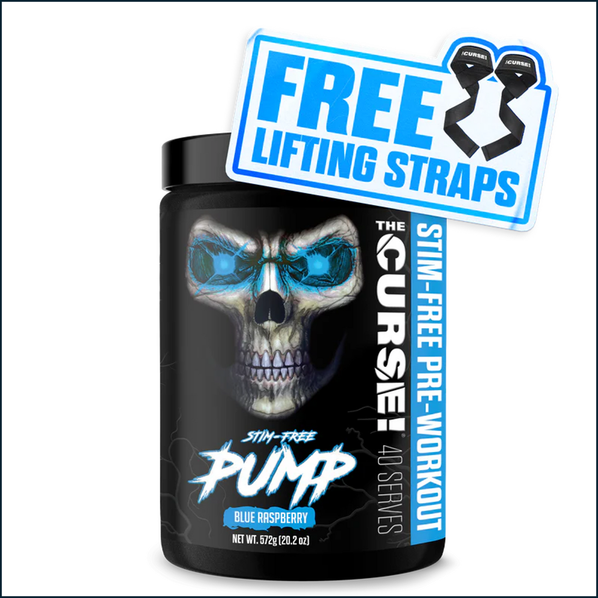 JNX Sports The Curse! Stim-Free Pump, 40 Servings + FREE Lifting Straps