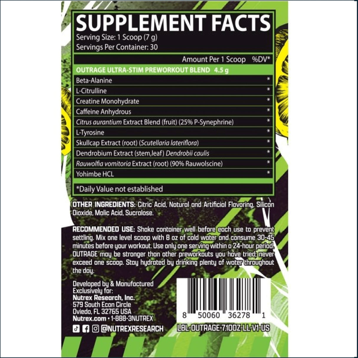 Nutrex OutRage, 30 Servings Pre-Workout Nutrex Research