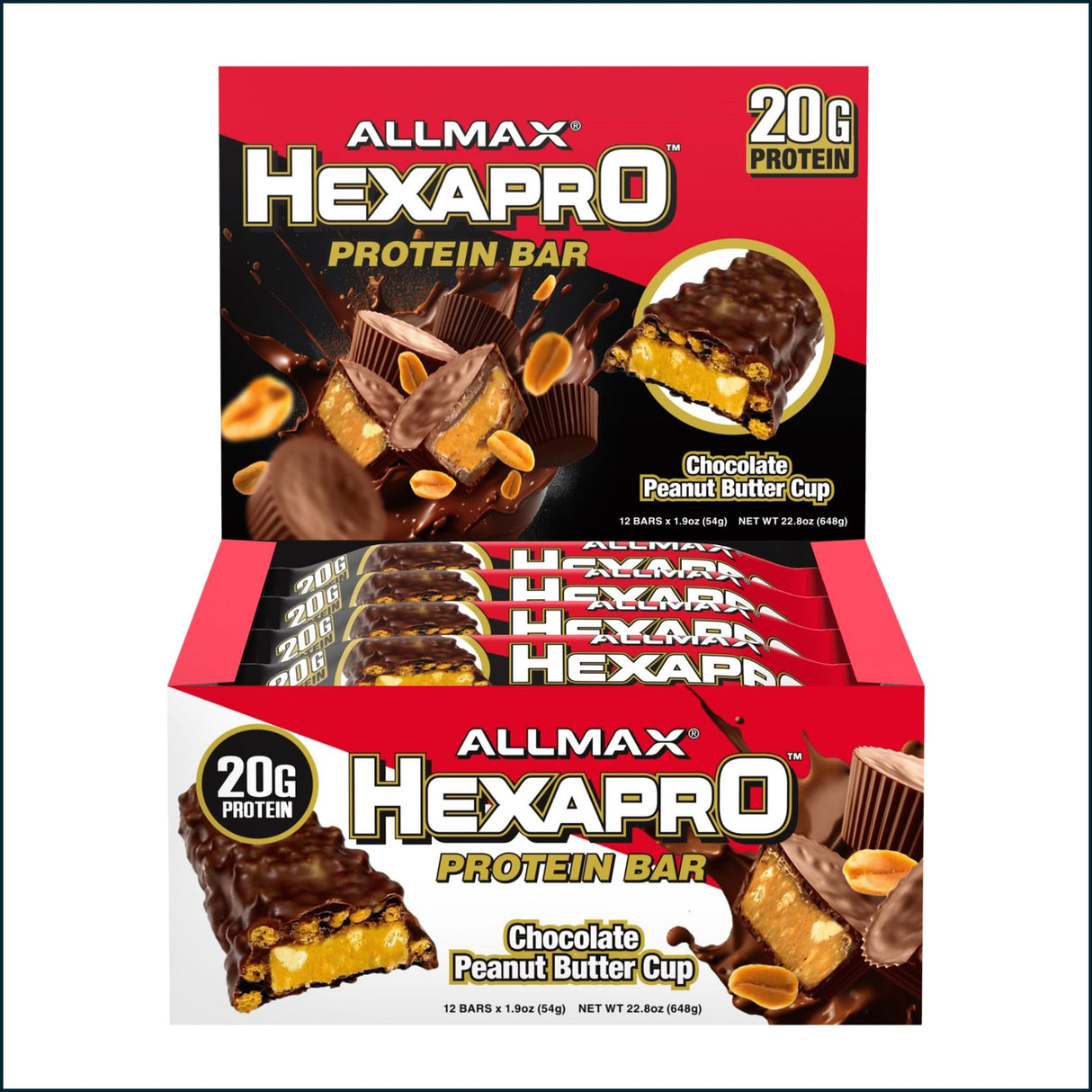 Allmax Hexapro Protein Bar, Box of 12 Bars, Cookies & Snacks Allmax Nutrition