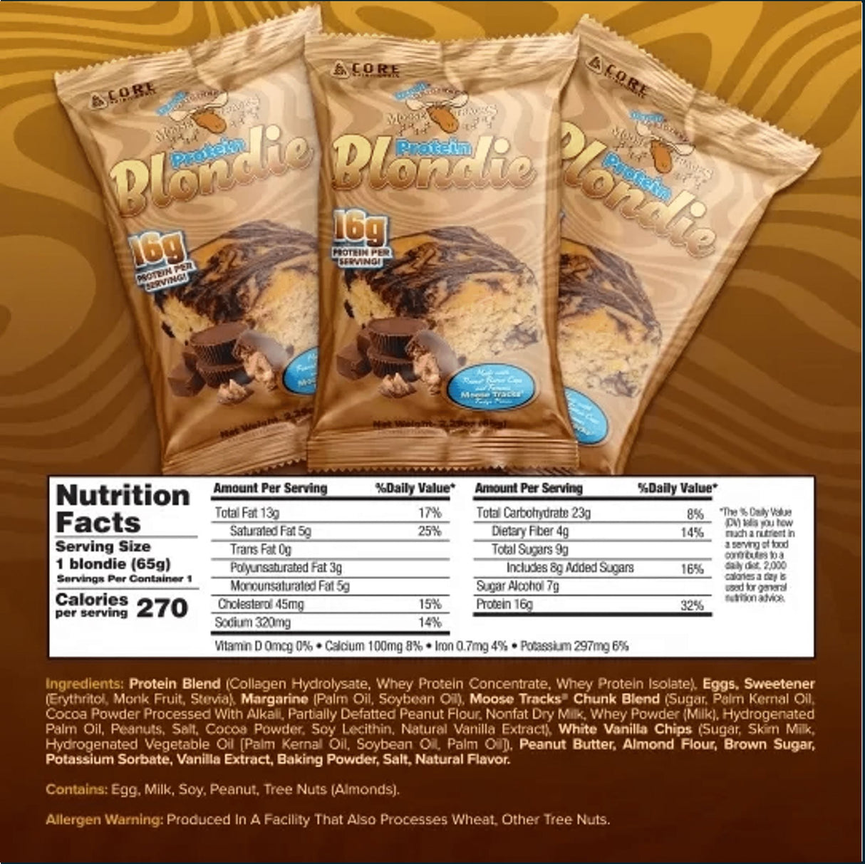 Core Nutritionals Protein Blondie - Box of 12 Bars, Cookies & Snacks Core Nutritionals