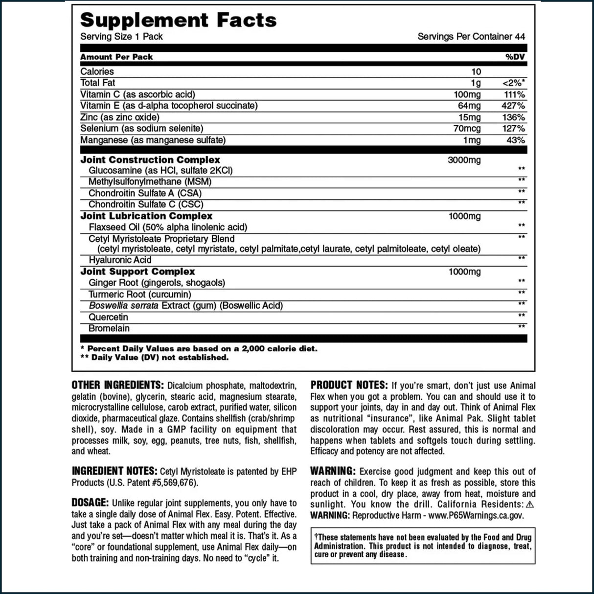 Animal Flex, 44 Packs Joint Support Universal Nutrition