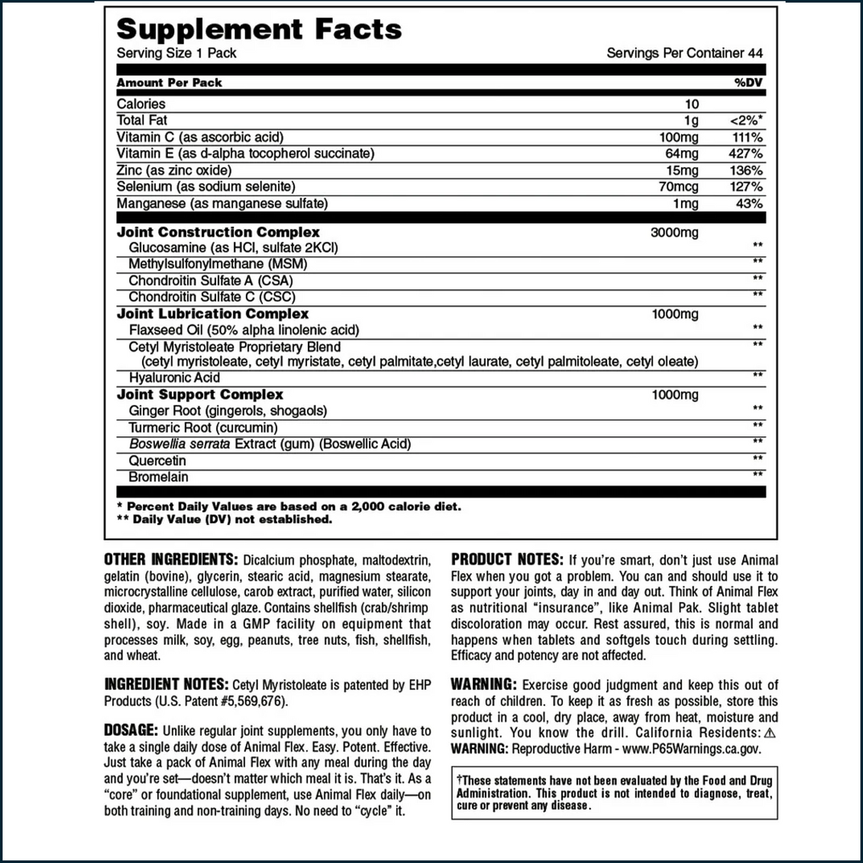 Animal Flex, 44 Packs