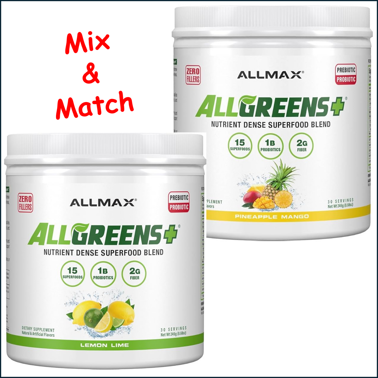 AllMax AllGreens+, 2 x 30 Servings