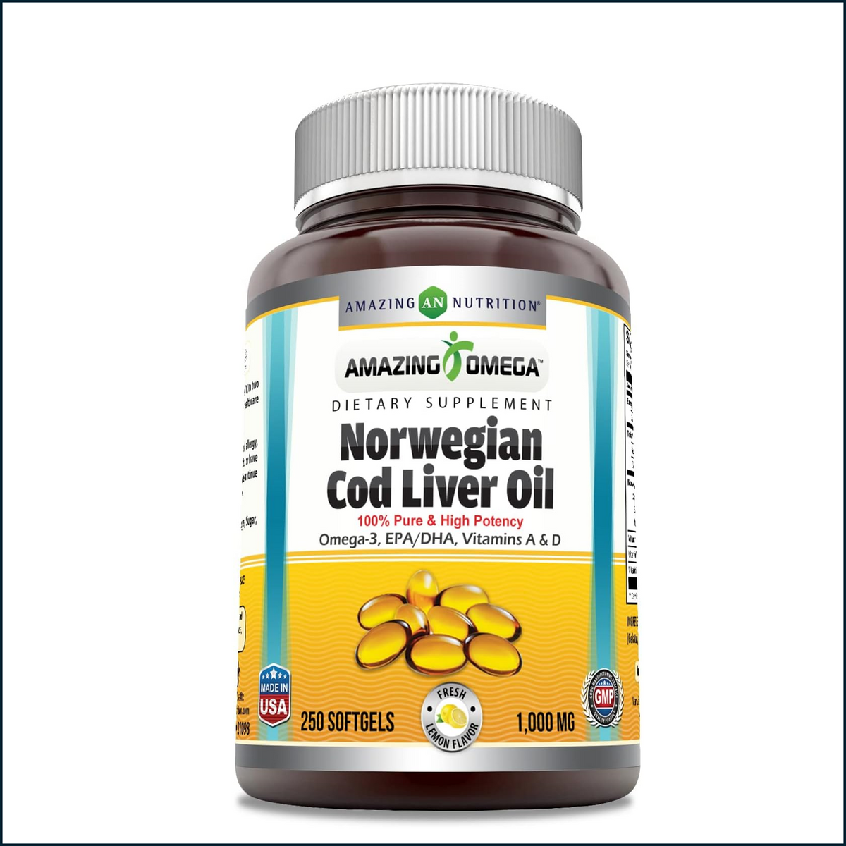Amazing Nutrition Norwegian Cod Liver Oil, 250 SoftGels