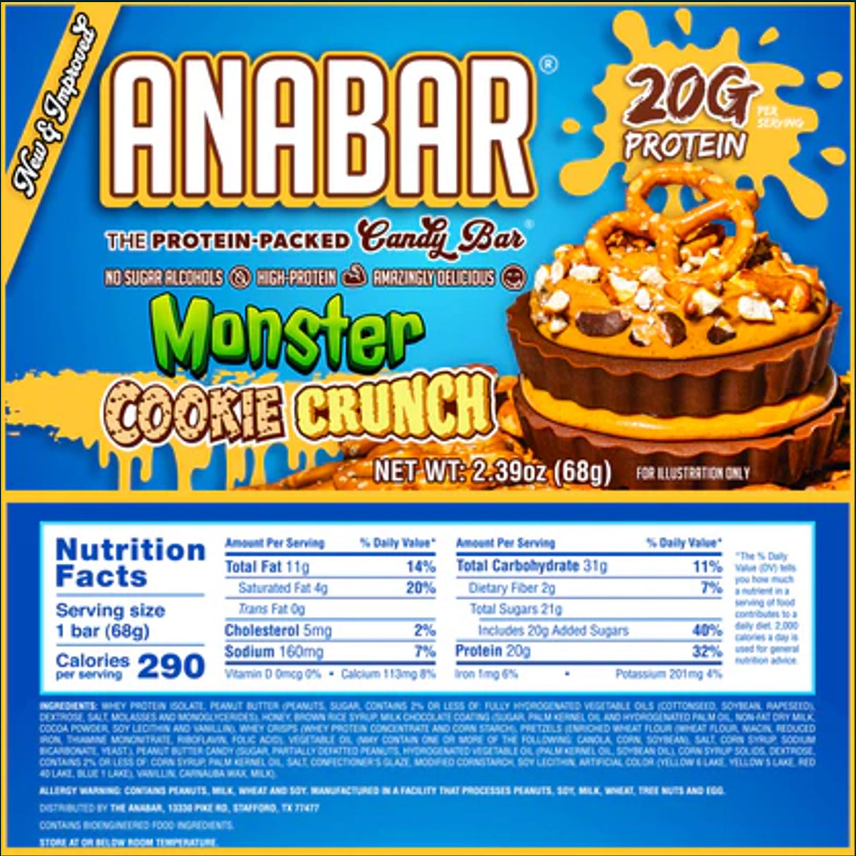 Anabar Monster Cookie Crunch - 3 Boxes of 12 Bars, Cookies & Snacks Anabar