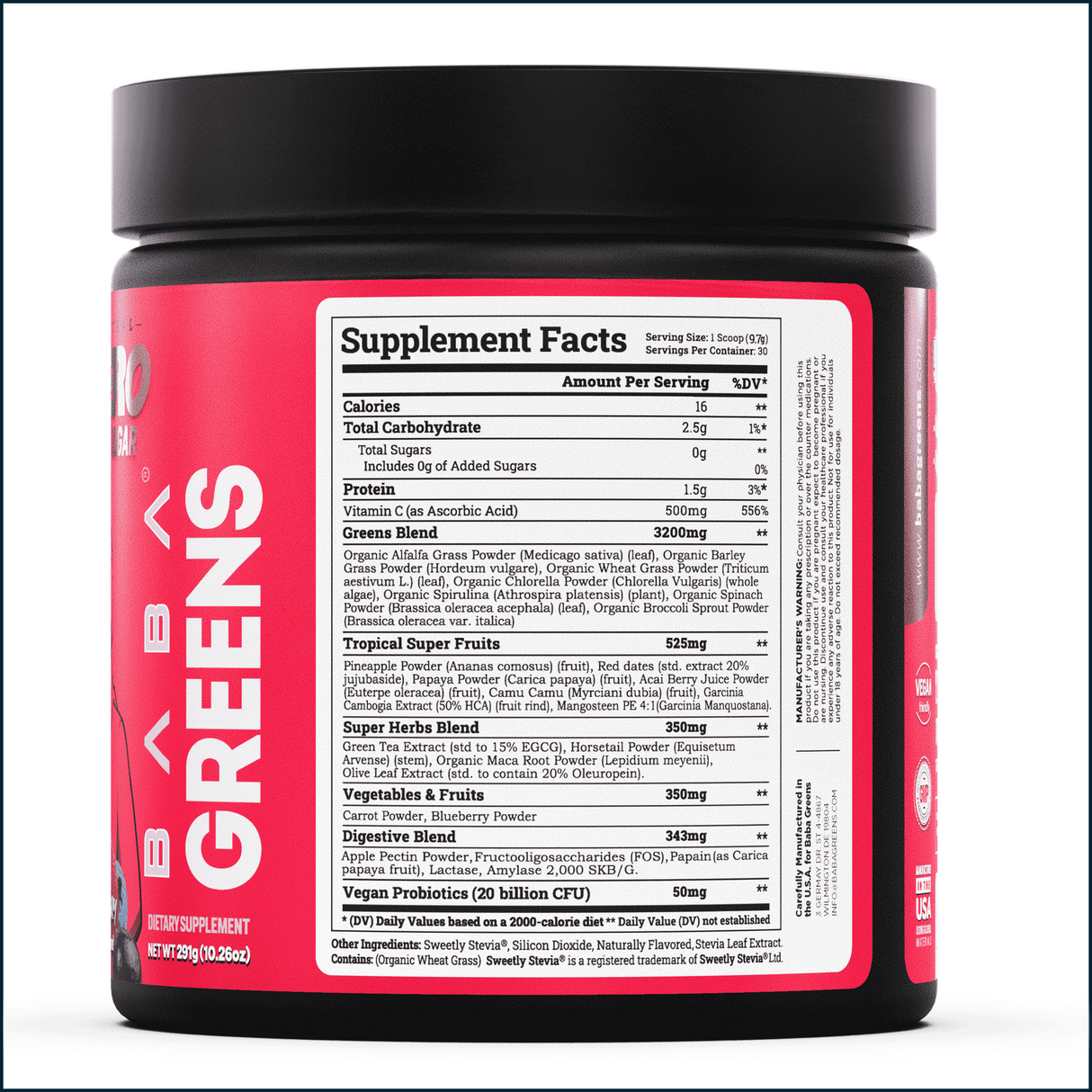 Baba Raw Supergreens Powder, 30 Servings