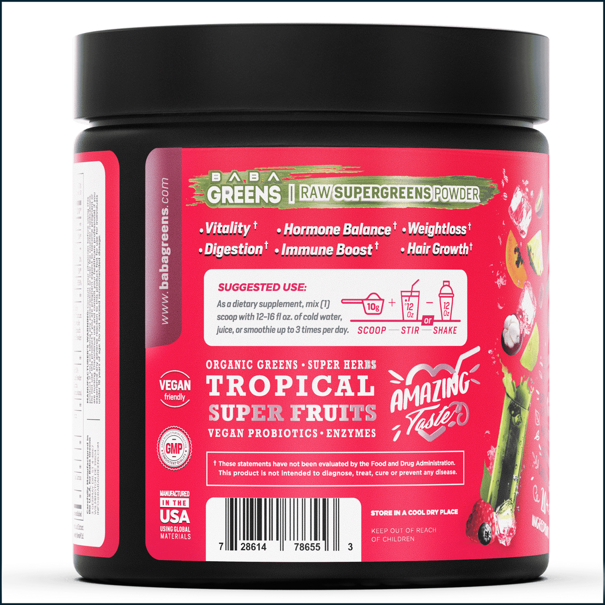 Baba Raw Supergreens Powder, 30 Servings