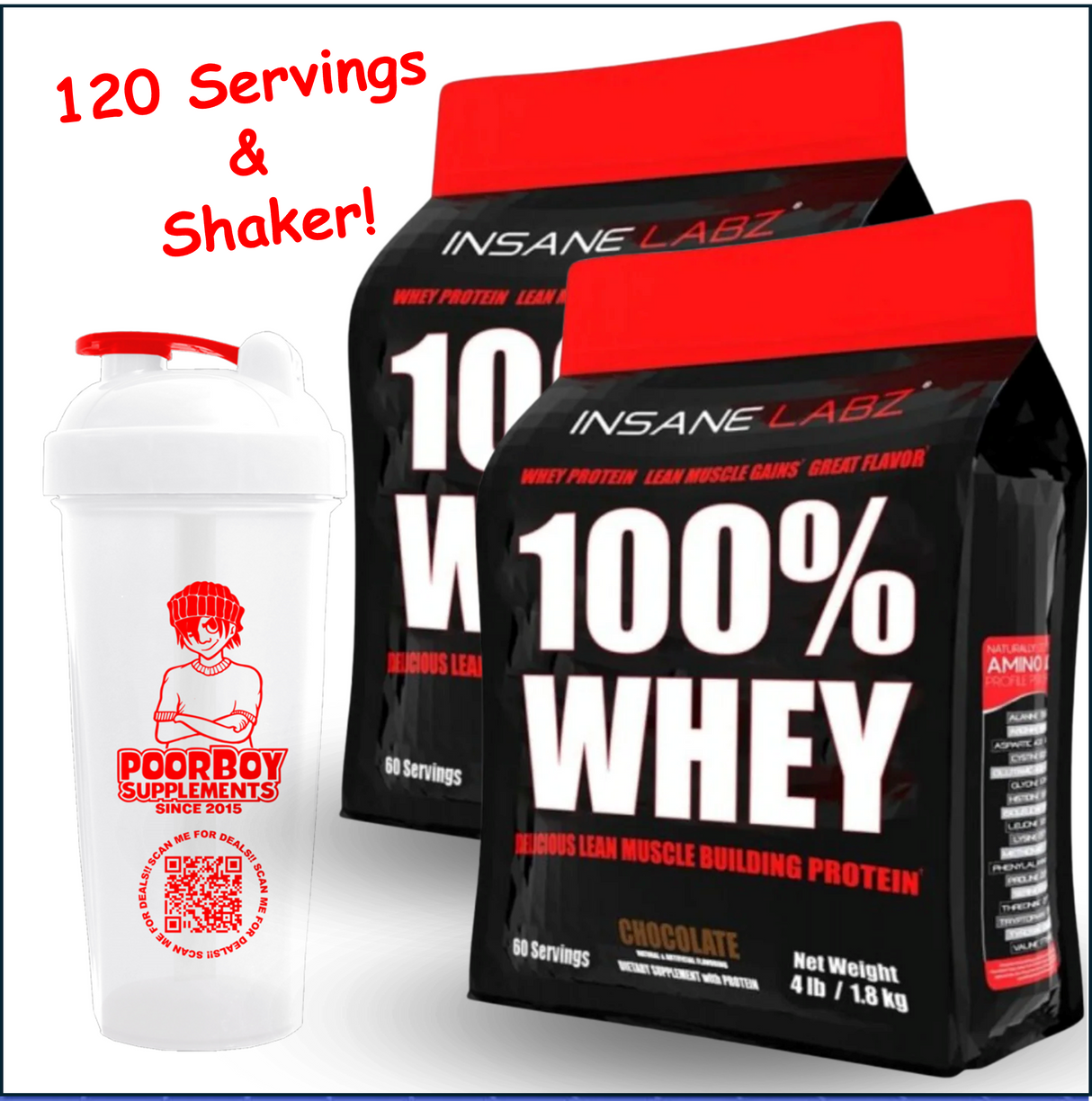Insane Labz 100% Whey, 2 x 60 Servings