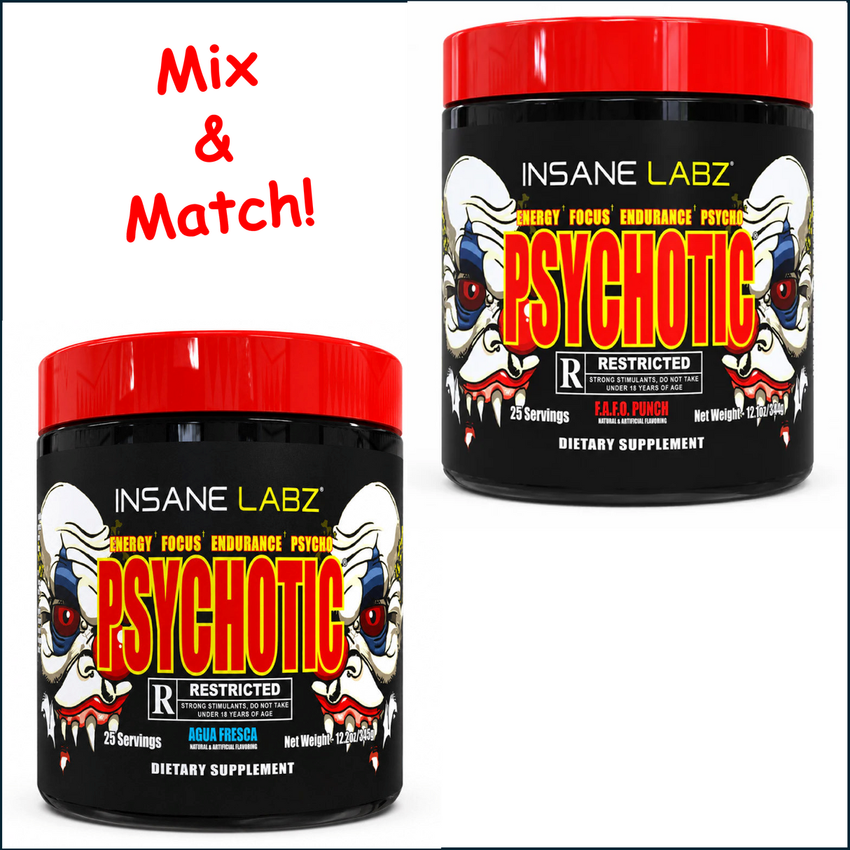 Insane Labz Psychotic Rated R, 2 x 25 Servings