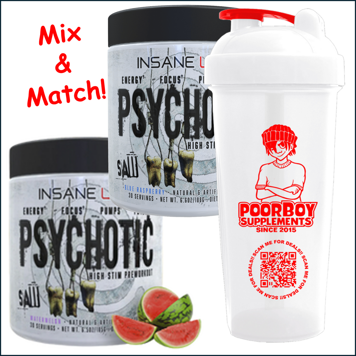 Insane Labz Psychotic Saw, 60 Servings + Free Shaker