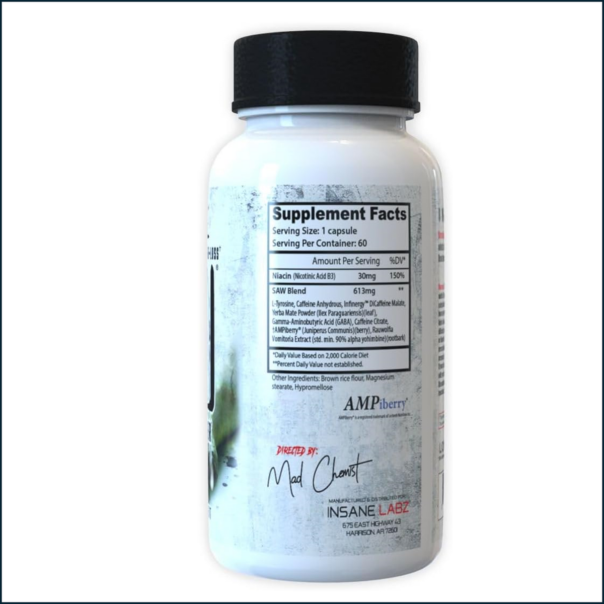 Insane Labz Saw High Stim Fat Burner, 60 Capsules