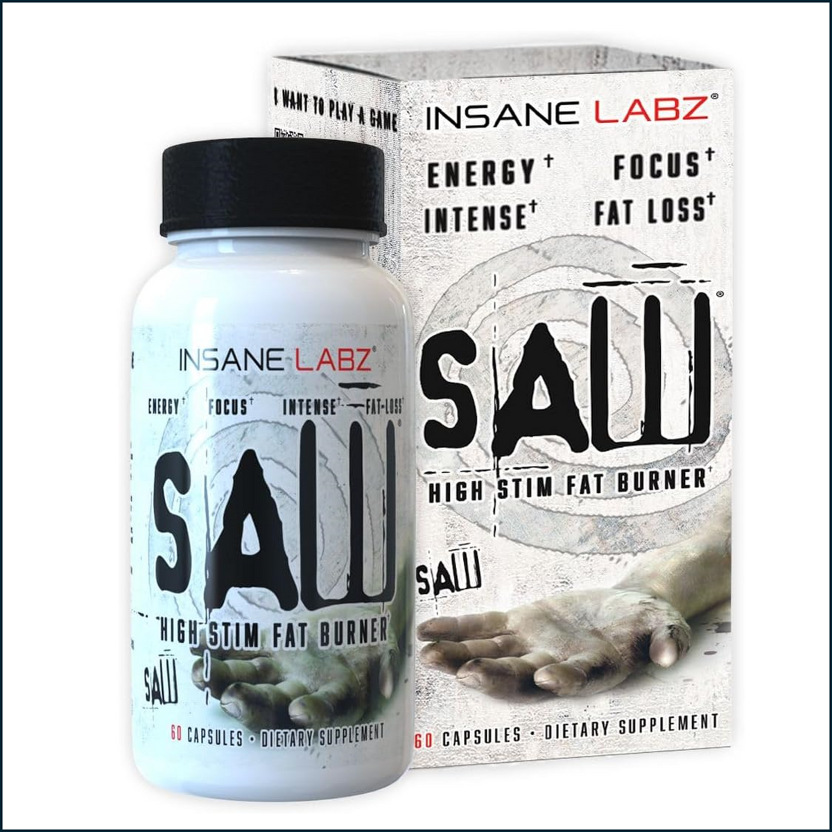 Insane Labz Saw High Stim Fat Burner, 60 Capsules