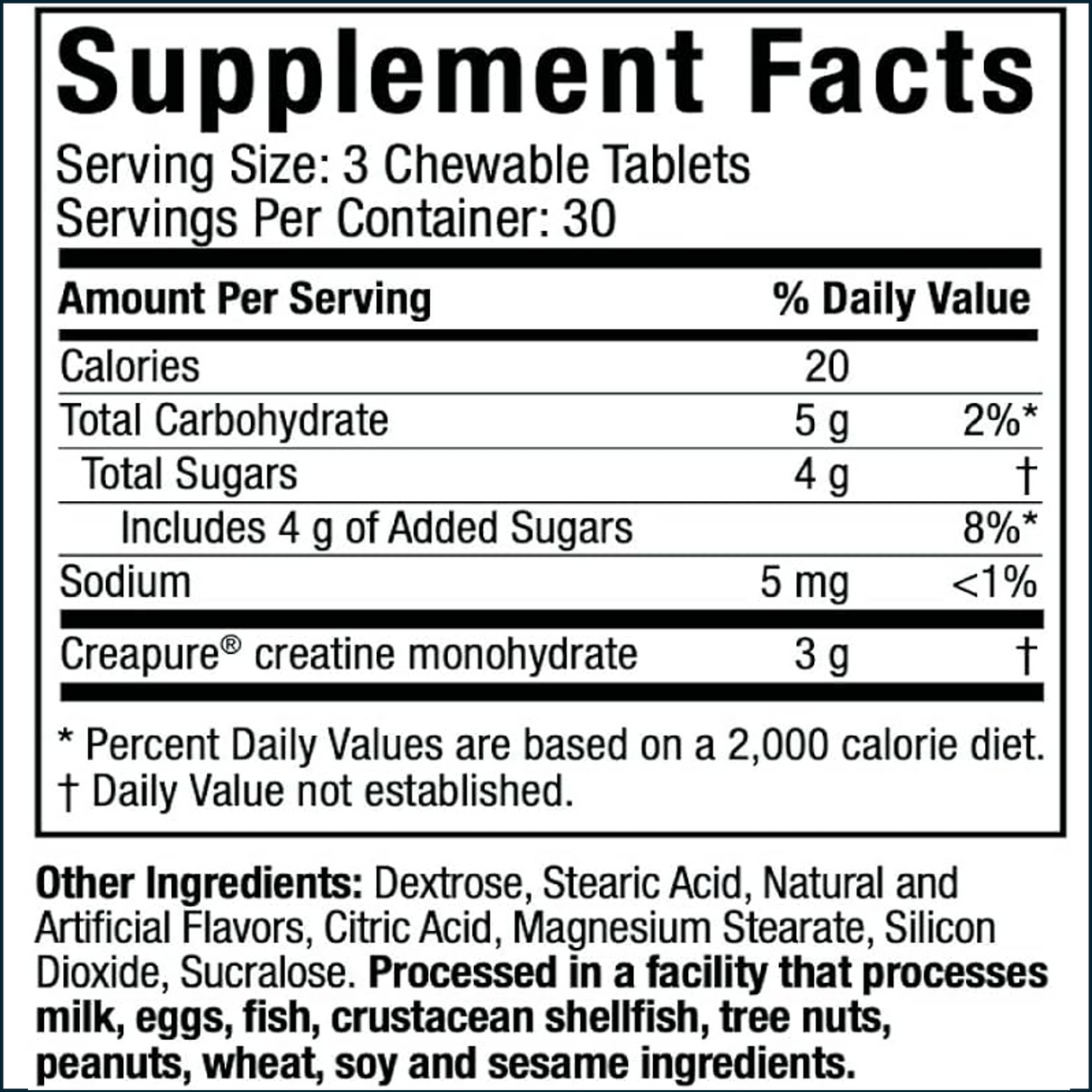 MuscleTech Creatine Chews, 90 Chewable Tablets