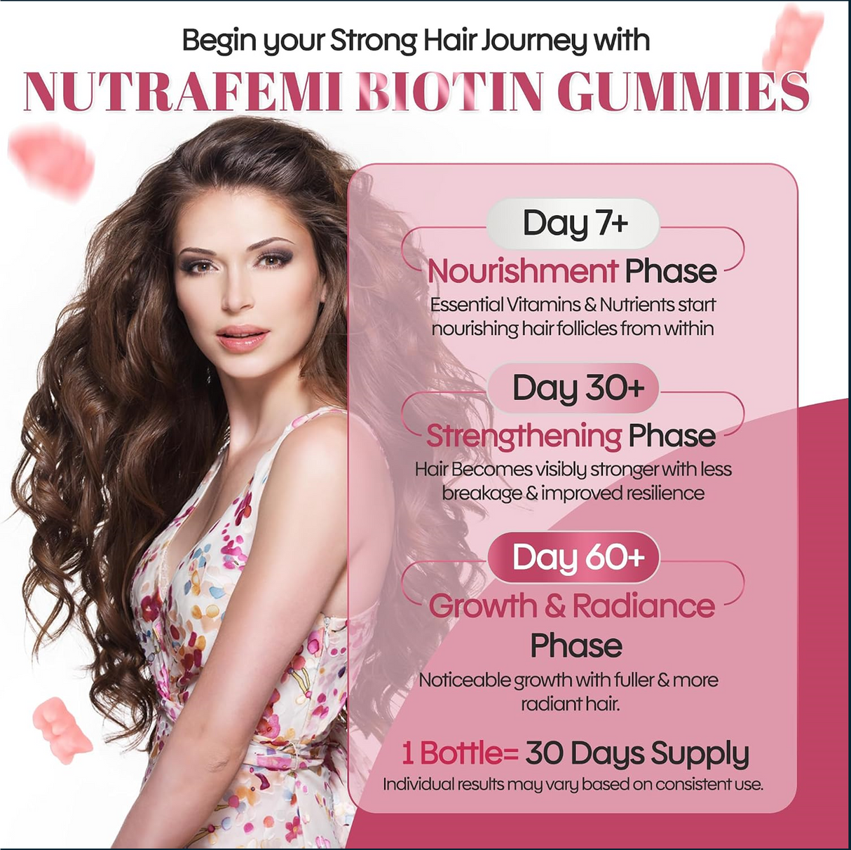 Nutrafemi Hair Vitamin Gummies, 60 Gummies