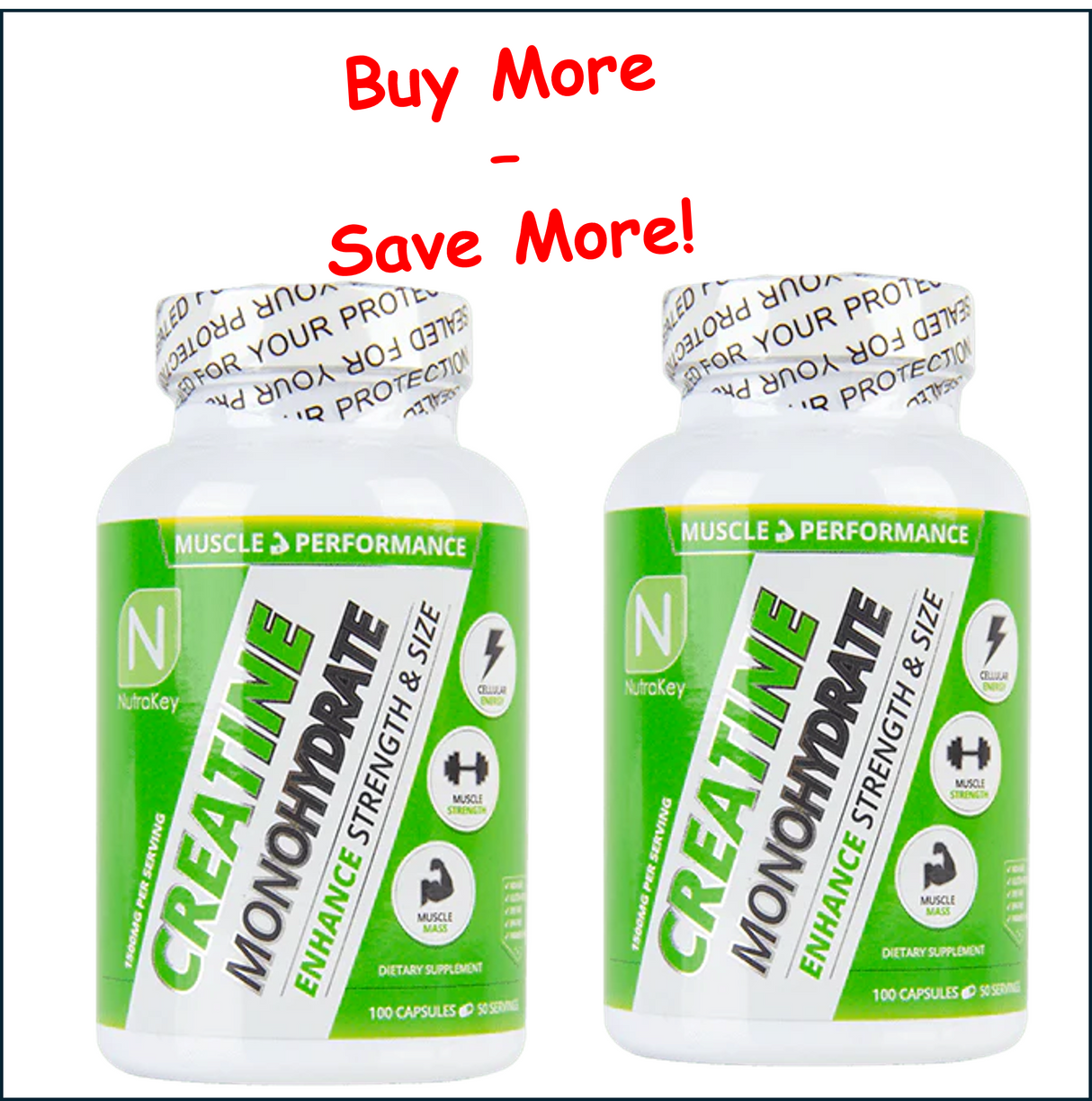 NutraKey Creatine, 2 x 100 Capsules