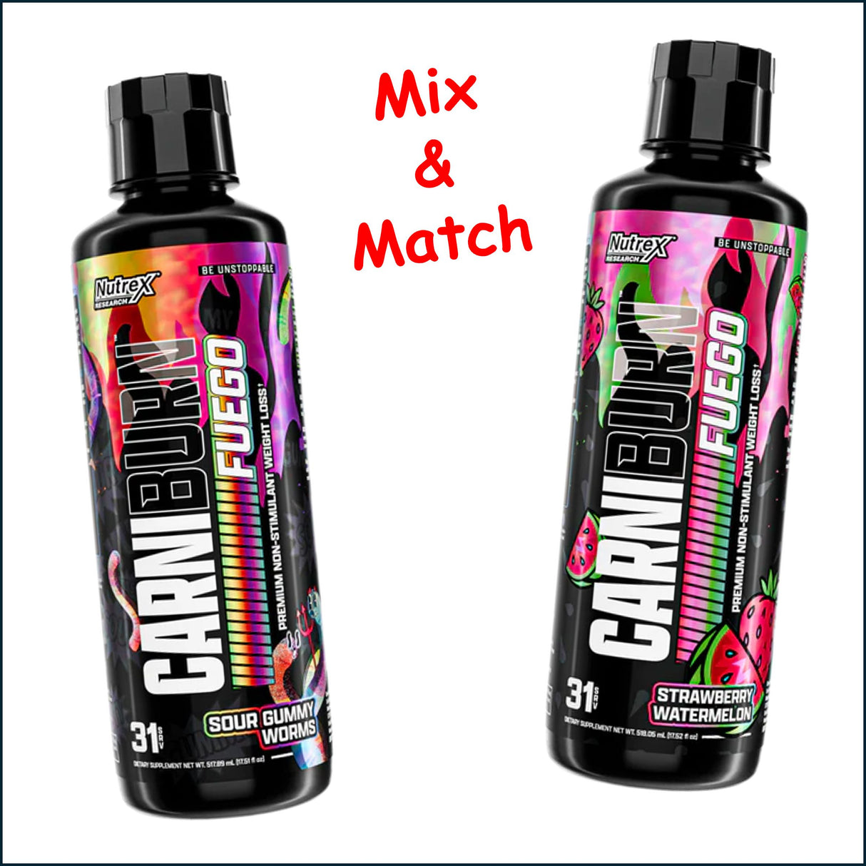 Nutrex CarniBurn Fuego, 2 x 31 Servings Weight Loss Nutrex Research