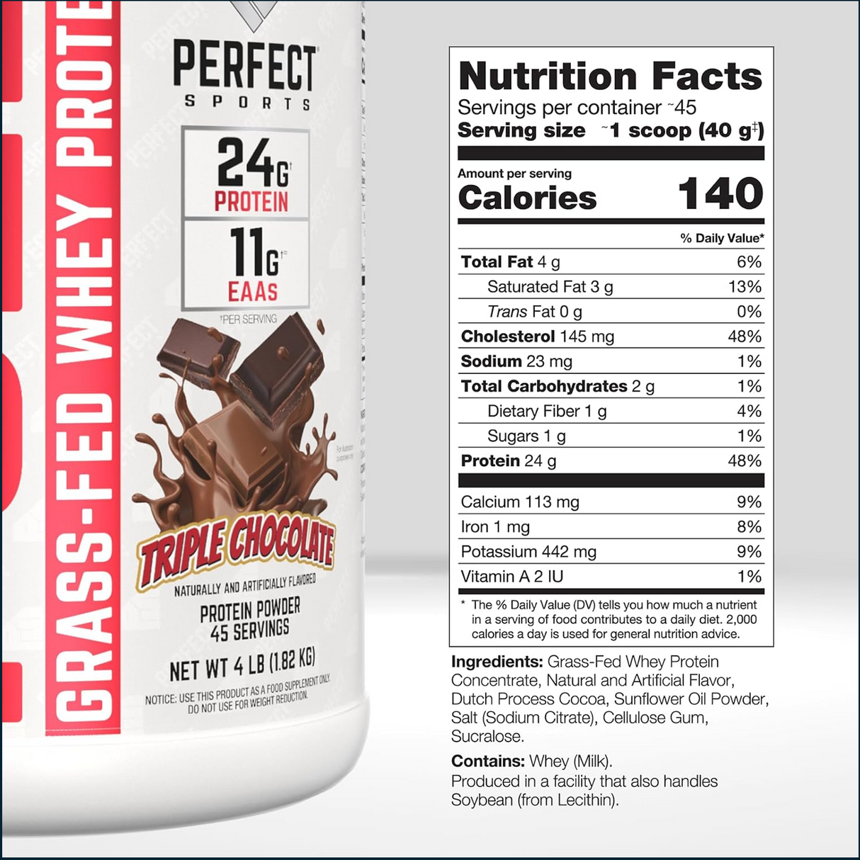 Perfect Sports Ultra Fuel Grass-Fed Whey Protein, 4lbs