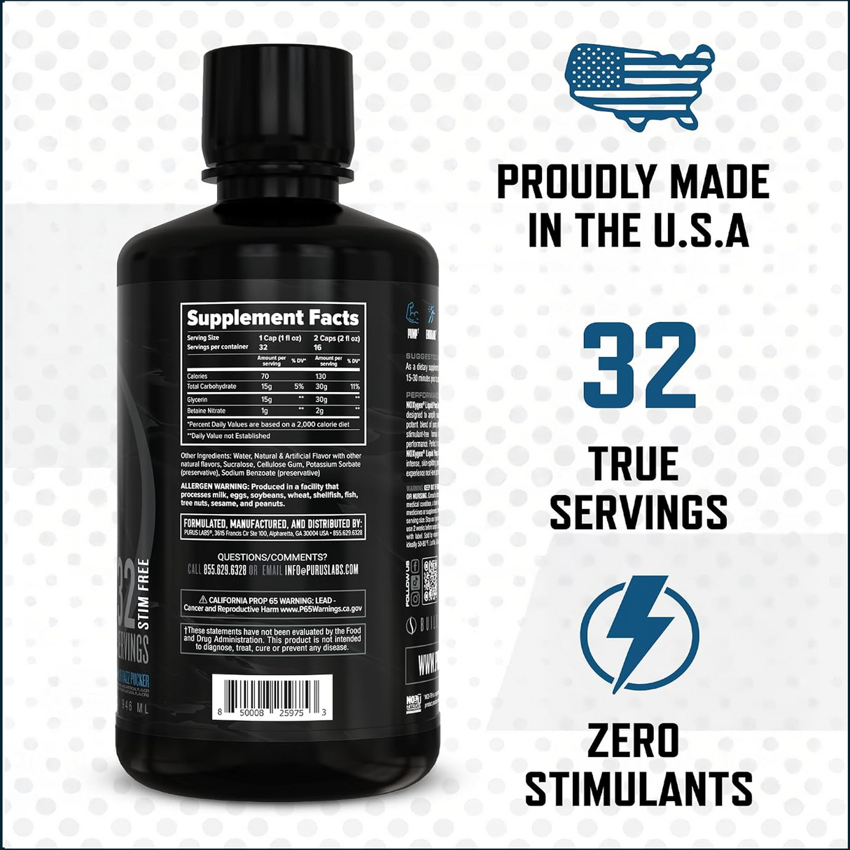 Purus Labs NOXygen Black Liquid Pump Serum, 32 Servings