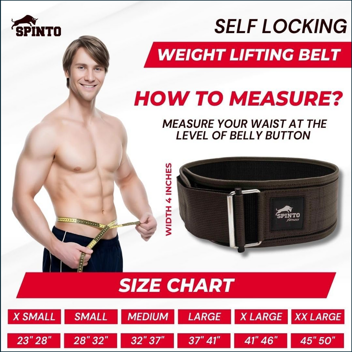 Spinto Fitness Self-Locking Lifting Belt, SP-72