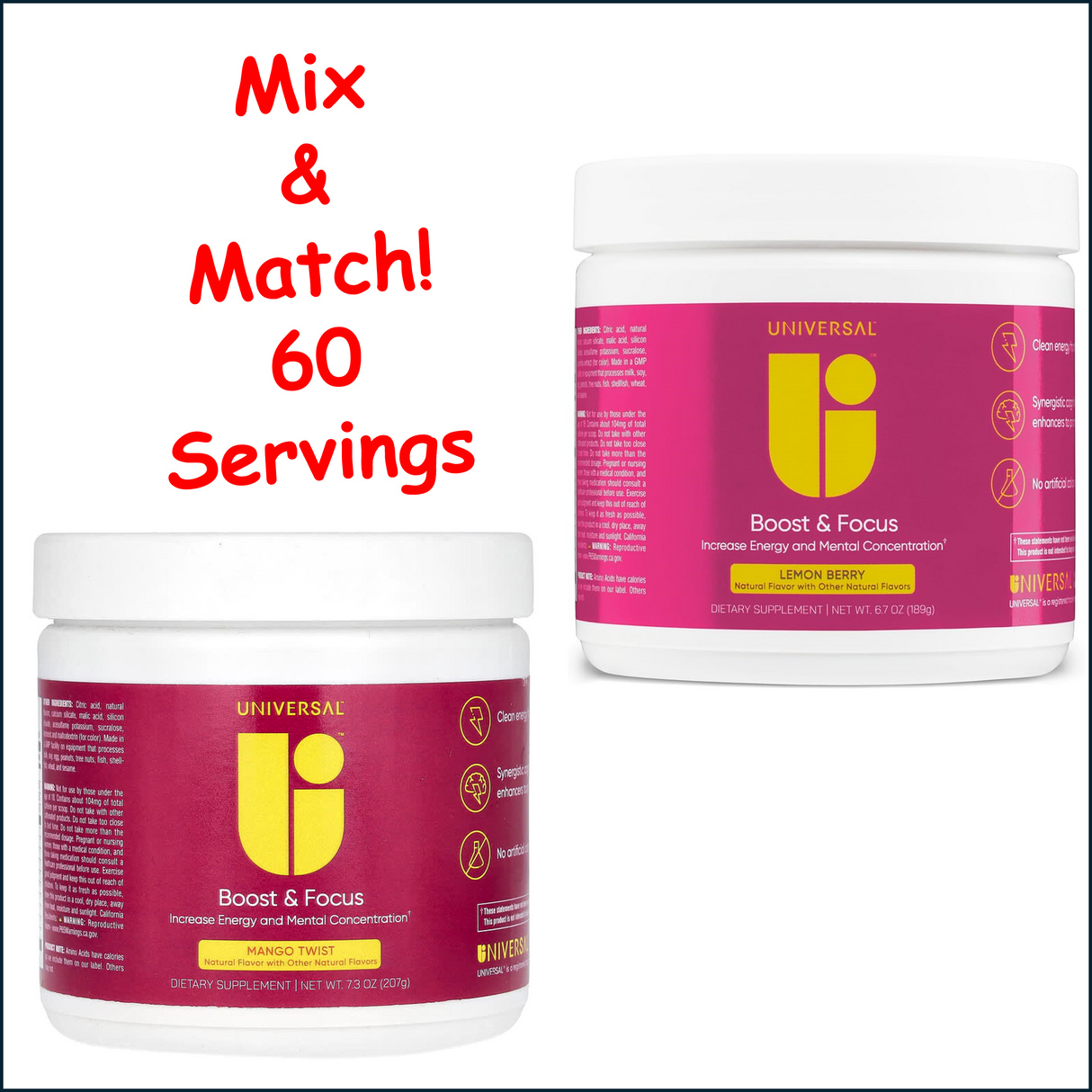 Universal Nutrition Boost & Focus, 2 x 30 Servings