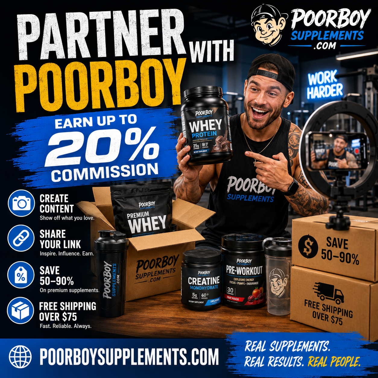 Partner With PoorBoySupplements.com and Earn Up to 20% Commission