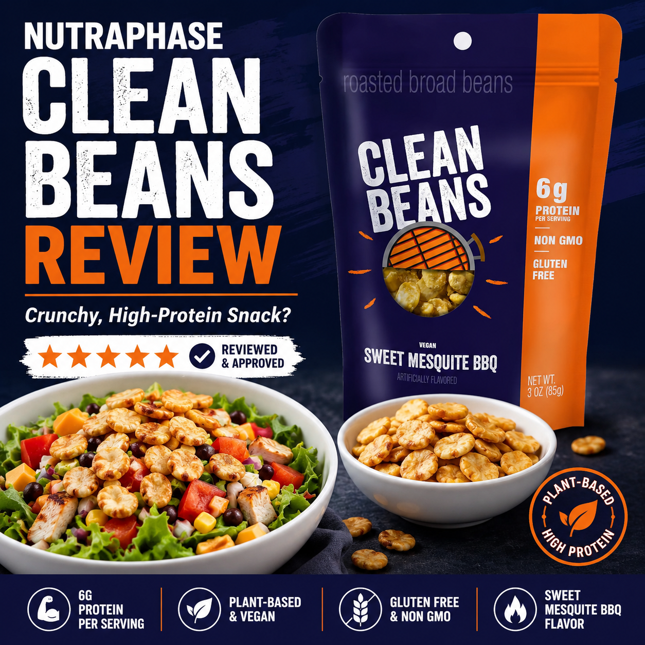 Nutraphase Clean Beans roasted fava bean protein snack review