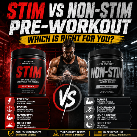 Stimulant vs non-stimulant pre-workout supplements compared