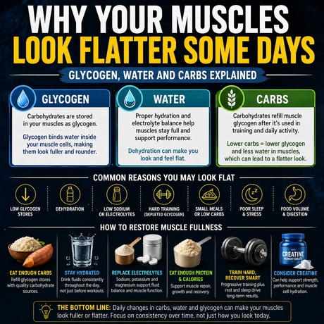 Why Your Muscles Look Flatter Some Days: Glycogen, Water and Carbs Explained