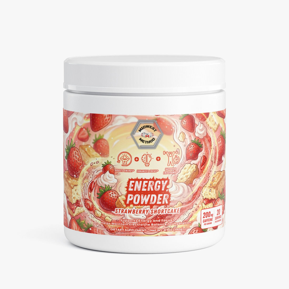 Midwest Method Energy Powder - Strawberry Shortcake, 20 Servings