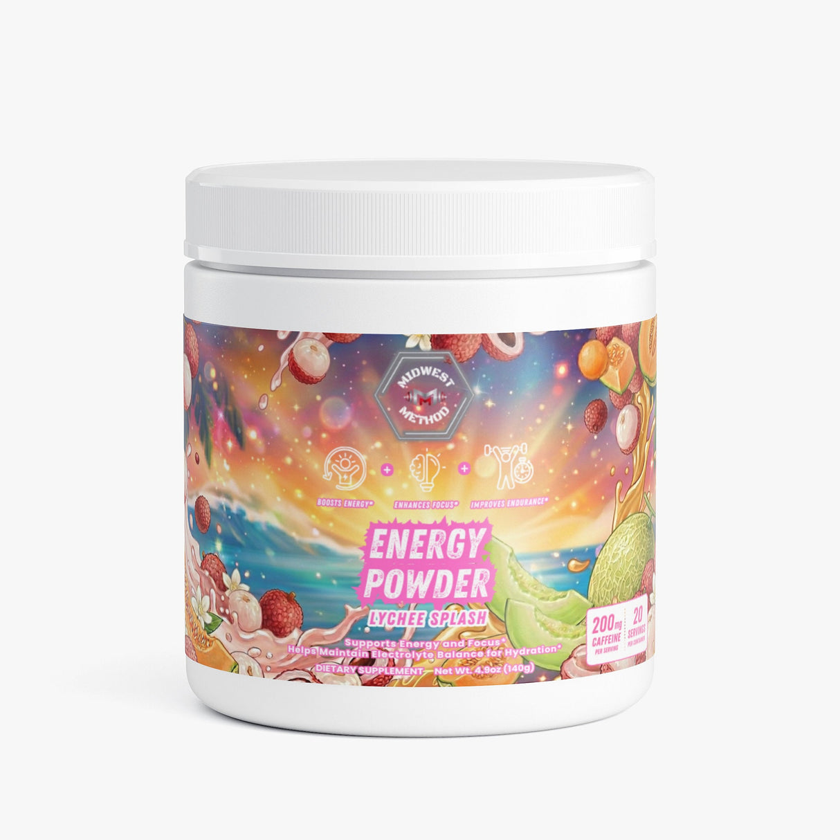 Midwest Method Energy Powder - Lychee Splash, 20 Servings