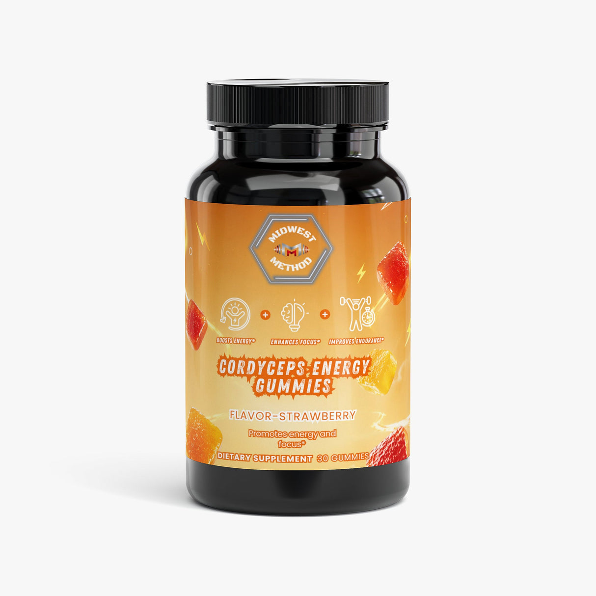 Midwest Method Cordyceps Energy Gummies - Strawberry, 30 Gummies