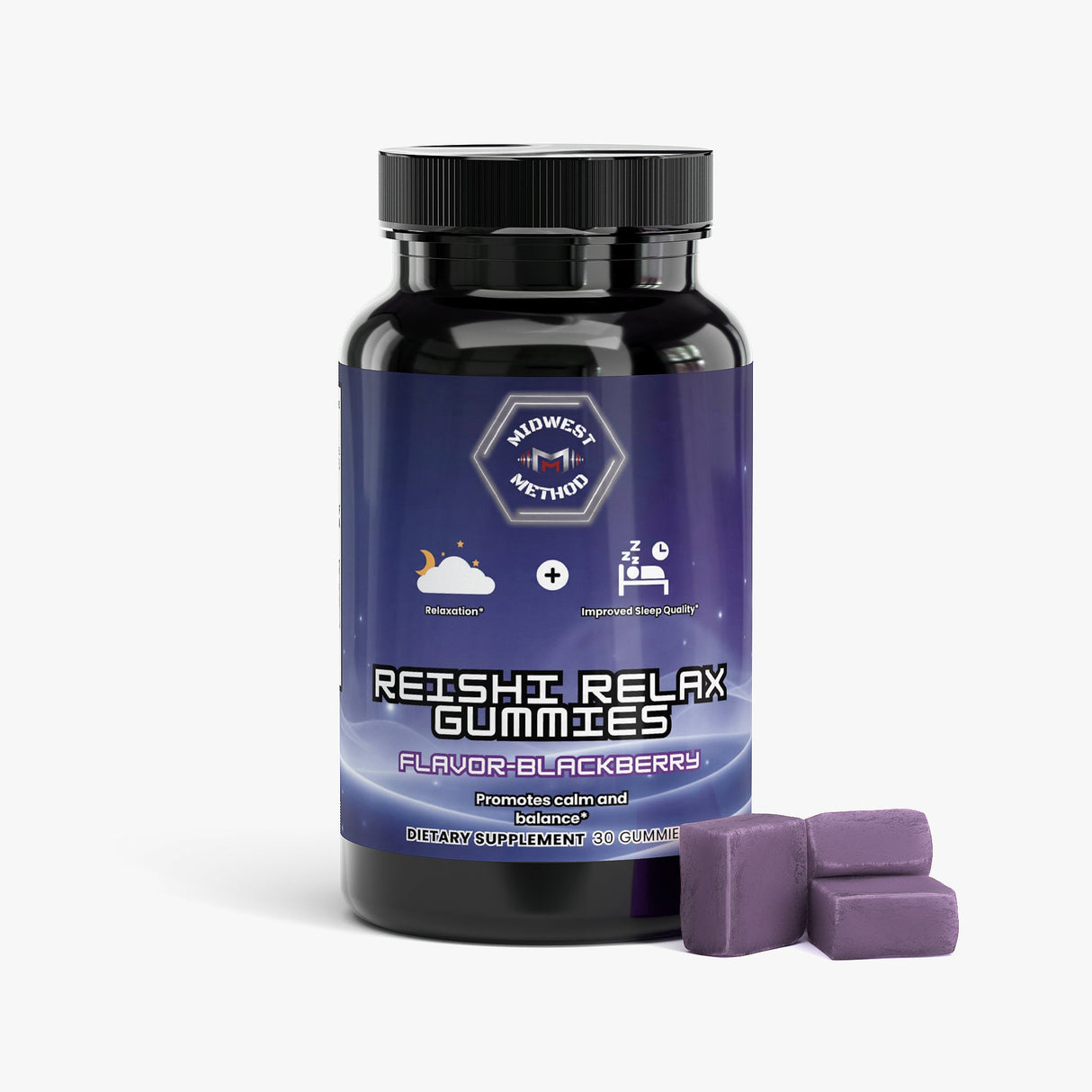 Midwest Method Reishi Relax Gummies - Blackberry, 30 Gummies