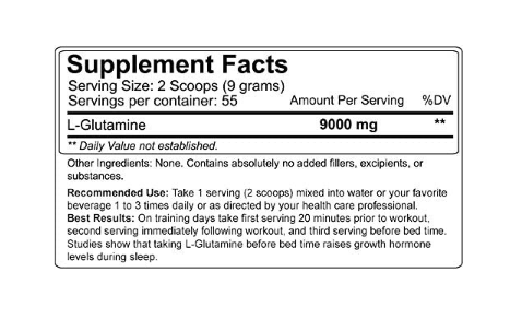 NutraKey Glutamine, 500 grams - 55 servings