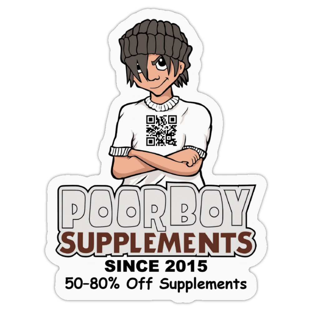 Free 4" Square PoorBoySupplements.com Custom Die Cut Roll Label Limit One