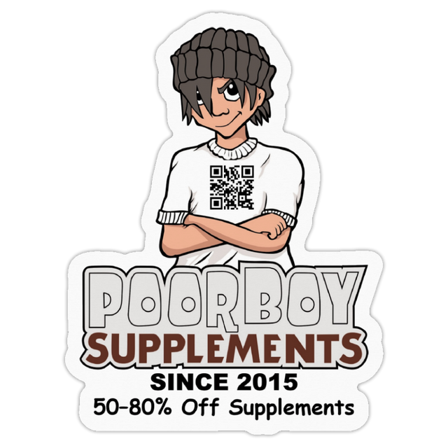 Free 4" Square PoorBoySupplements.com Custom Die Cut Roll Label Limit One