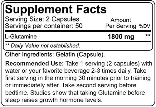 NutraKey Glutamine, 100 Capsules